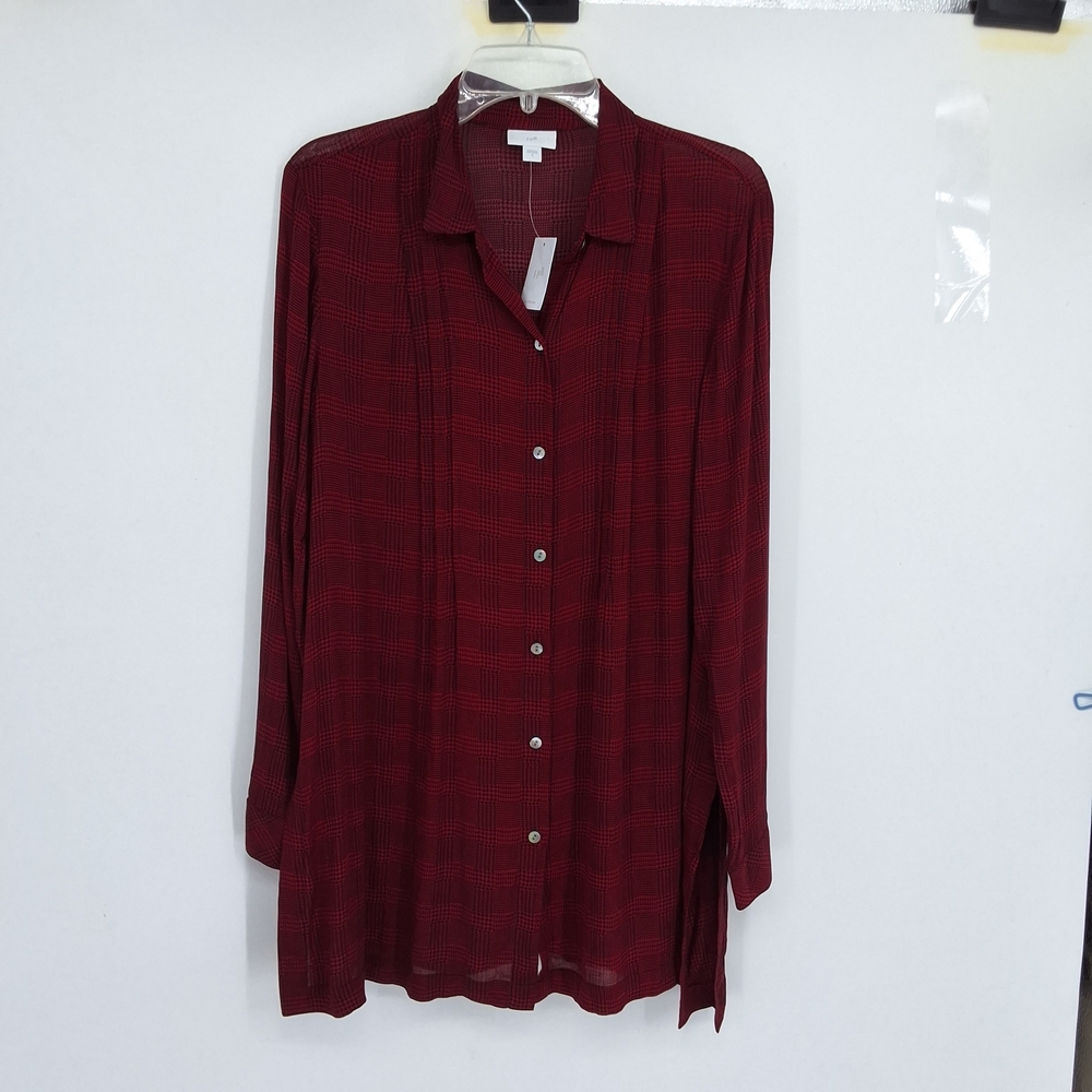 J. Jill Deep Medium Red Button-Down Shirt